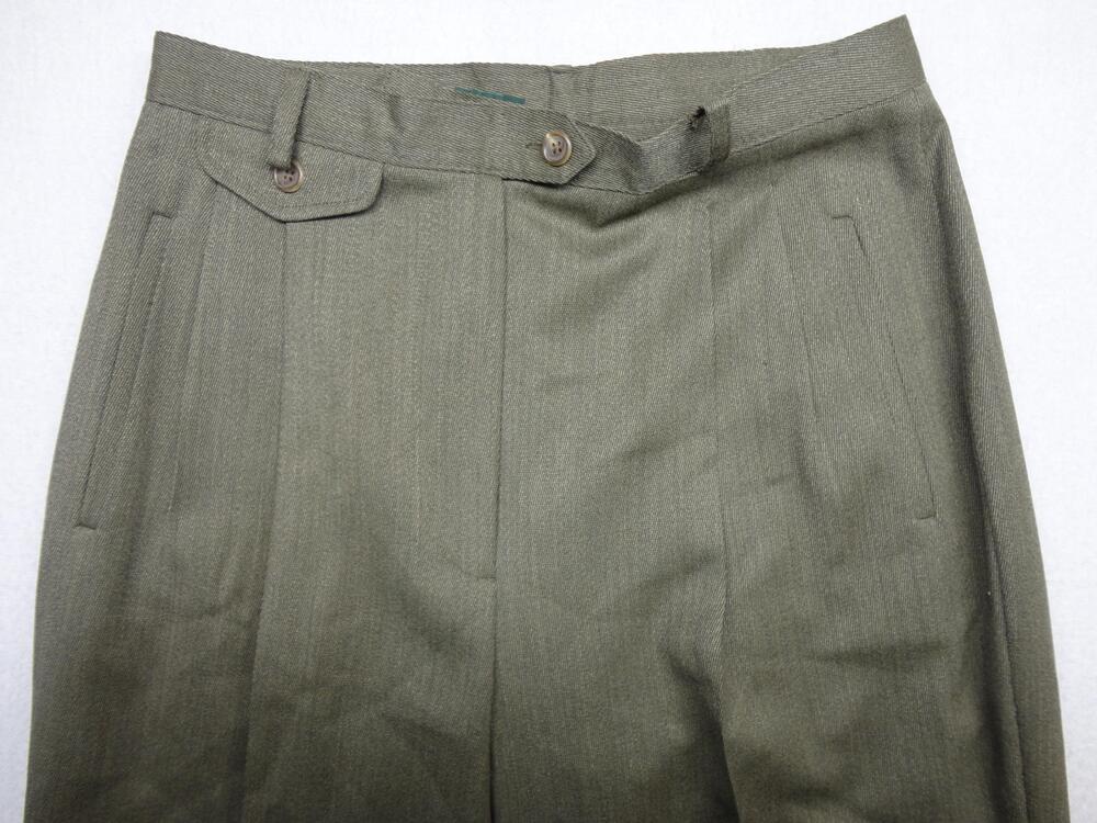 Lauren Ralph Lauren Pants Womens 8 Green Wool Twill Pleated Cuffed Lined Dress